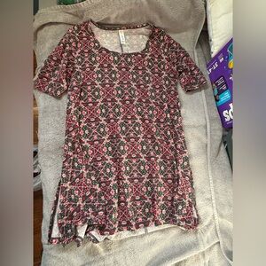 LuLaRoe Floral Short Sleeve Top - Pink and Green